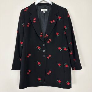 Escada Embroidered Red Roses Blazer